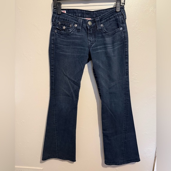 True Religion Dark Blue Flare Jeans Size 27 Y2K Retro Vintage Classic Pockets - Picture 3 of 16